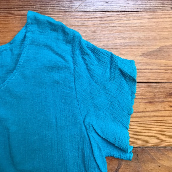 Soft Surroundings Teal Cotton Gauze Top, EUC, PS - Picture 5 of 13